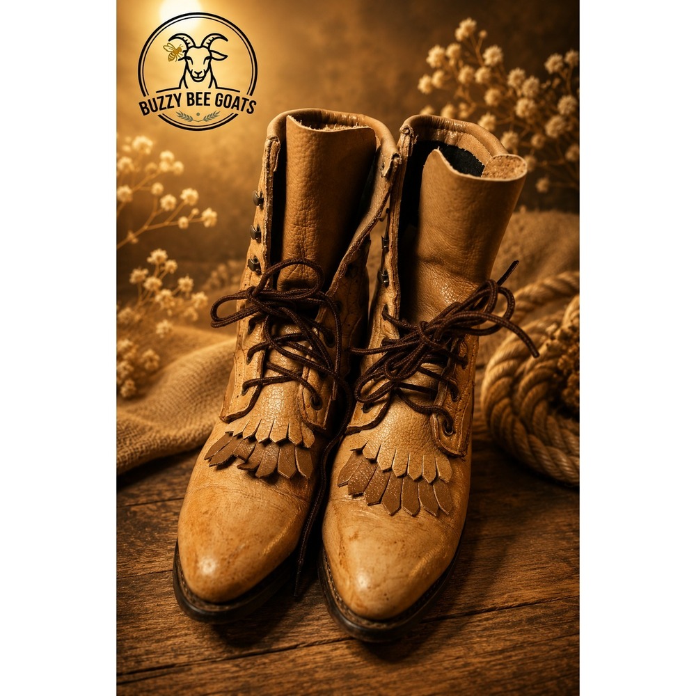 LAREDO VINTAGE KILTIE WESTERN BOOTS TAN LEATHER LACE UP COWBOY BOOTS 7N